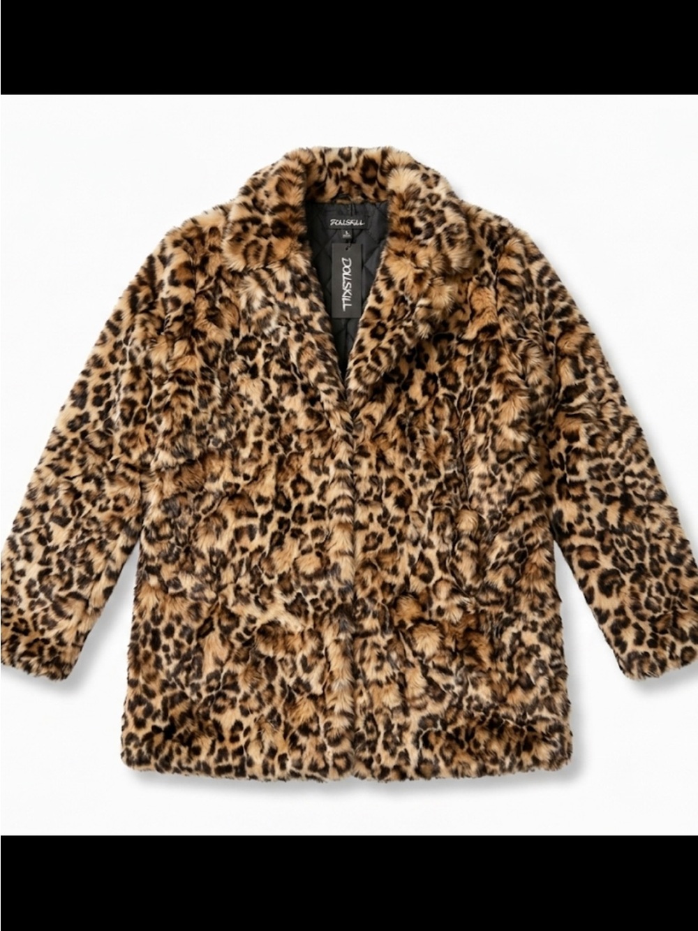 Dolls Kill Leopard Print Teddy Coat - Tan & Black